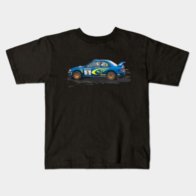 Rally winning Richard Burns S6 WRC GC8 22b Car Kids T-Shirt by cowtown_cowboy